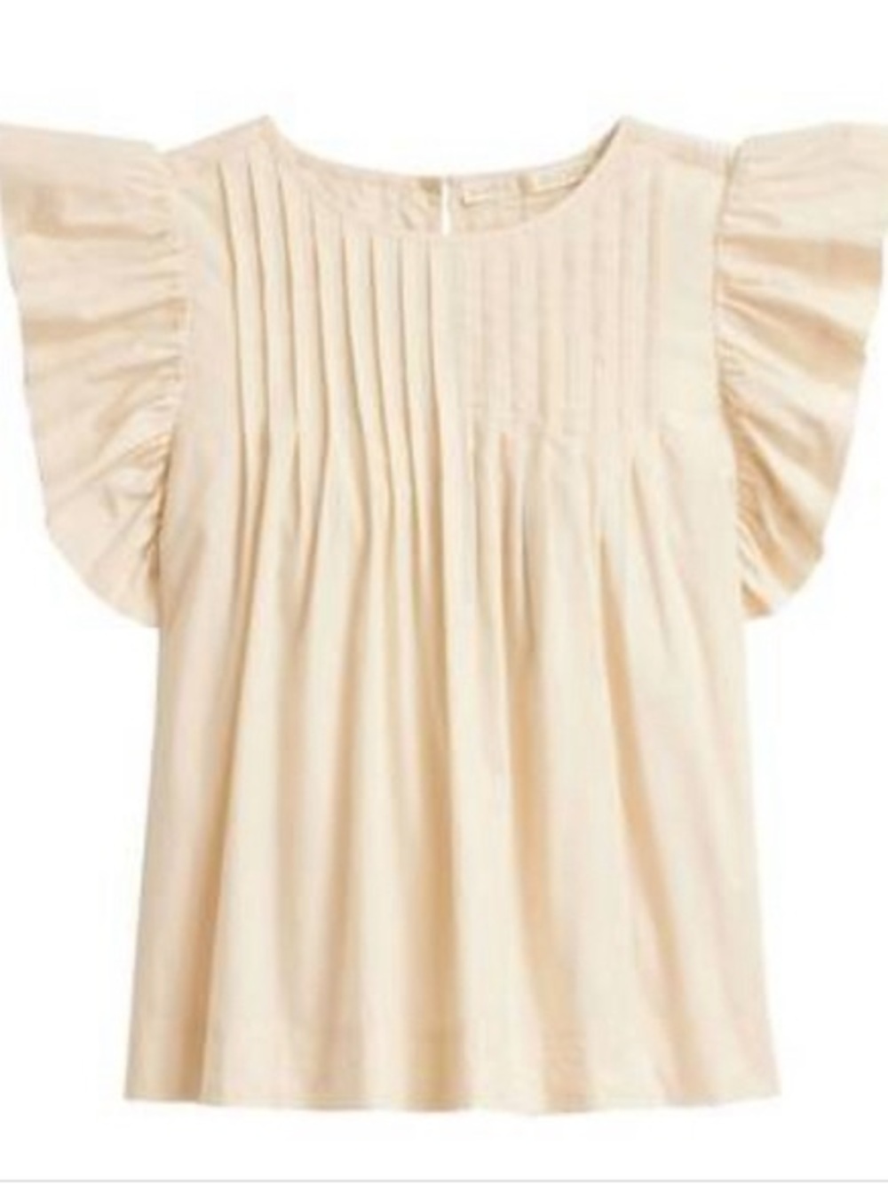 Marie Oliver Cream Pleated Ruffle Puff Sleeve Top size XS